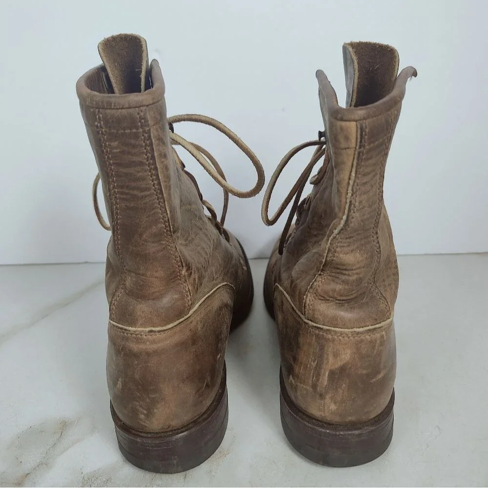 VTG Justin Men's L576 Light Brown Leather Lace Up Western Boots, Sz 8